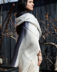 Granite Black White Ombre Linen Silk Handloom Scarf