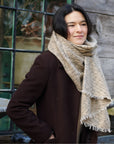Forest Night Handwoven Neutral Cashmere Merino Scarf