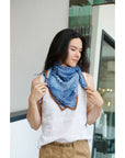 Samu Indigo Hand Printed Shibori Silk Chiffon Scarf