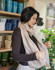 Oat Beige Neutral Hand Woven Soft Linen Silk Scarf