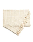 Sea Shell White Textured Checks Handloom Throw with subtle checked surface and hand-rolled fringes.