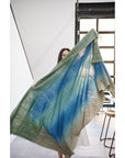 Lake Moss Handwoven Merino Throw Blanket in Serene Shades of Blue Green