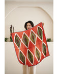 Fawn Square Silk Artisanal Scarf In Multicolor Hand Crafted Shibori Print