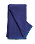 Product Shot of Cobalt Blue Herringbone Plush Soft Merino Handwoven Throw By Variously 01