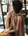 Barque Clay Modern Artisan Striped Soft Merino Handwoven Scarf
