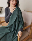 Moss Dark Green Soft Linen Silk Handwoven Modern Artisanal Scarf