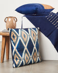 Tisa Indigo Handcrafted Shibori Geometri Print Mulberry Silk Pillow