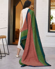 Still Garden Handwoven Throw in Hand Spun Merino in Dusty Pink Green Hues