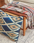 Tisa Indigo Handcrafted Shibori Geometri Print Mulberry Silk Pillow