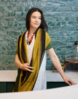Iris Topaz Yellow Olive Cashmere Blend Handwoven Scarf