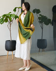 Iris Topaz Yellow Olive Cashmere Blend Handwoven Scarf