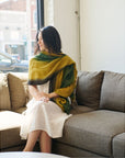 Iris Topaz Yellow Olive Cashmere Blend Handwoven Scarf