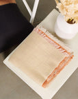 Chestnut Orange Cream Color Block Handwoven Merino Throw