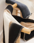 Siro Brown And White Ombre Textured Throw In Hand Spun Merino And Hand Stitched Hem