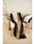 Siro Brown And White Ombre Textured Throw In Hand Spun Merino And Hand Stitched Hem