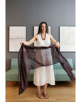 Resin Dark Brown Hand Woven Soft Linen Silk Scarf