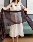 Resin Dark Brown Hand Woven Soft Linen Silk Scarf