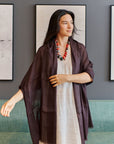 Resin Dark Brown Hand Woven Soft Linen Silk Scarf