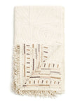 Unah Brown Fully Hand Embroidered Throw Handloom Organic Cotton Throw showcasing intricate designs and fringed edges.