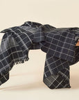Charco Black Checks Pattern Handwoven Organic Cotton Throw