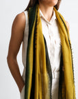 Iris Topaz Yellow Olive Cashmere Blend Handwoven Scarf