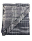 Alloy Dark Blue Stripes Pattern Soft Merino Linen Handloom Throw folded showcasing its unique design and texture.