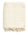 Sea Shell White Textured Checks Handloom Throw