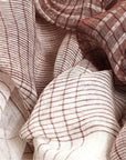 Auro White Striped Pattern Modern Artisan Handwoven Linen Scarf