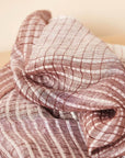 Auro White Striped Pattern Modern Artisan Handwoven Linen Scarf