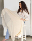 Butterscotch White Handloom Textured Plush Merino Throw