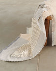 Butterscotch White Handloom Textured Plush Merino Throw