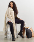 Butterscotch White Handloom Textured Plush Merino Throw