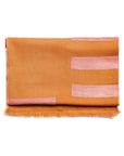 Canyon Hand Embroidered Hand Woven Merino Silk Soft Scarf in warm orange with pink accents.