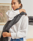 Charcoal Dark Gray Hand Woven Soft Linen Silk Blend Scarf