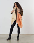 Chestnut Orange Cream Color Block Handwoven Merino Throw