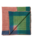 Ember Apricot In Orange and Blue Shades , Handwoven Merino Throw Blanket
