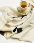 Off White Dahlia Hand Embroidered Hand Woven Modern Artisanal Scarf
