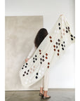 Off White Dahlia Hand Embroidered Hand Woven Modern Artisanal Scarf