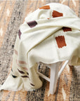 Off White Dahlia Hand Embroidered Hand Woven Modern Artisanal Scarf