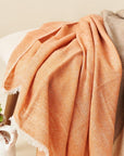 Chestnut Orange Cream Color Block Handwoven Merino Throw