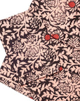 Hummus Floral Wax Block Printe Cotton Table Napkin( set of 4 ) in black and red floral design, artisanal and sustainable.