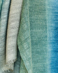 Lake Moss Handwoven Merino Throw Blanket in Serene Shades of Blue Green