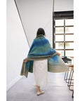 Lake Moss Handwoven Merino Throw Blanket in Serene Shades of Blue Green