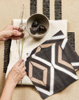 Tisa Black Hand Crafted Shibori Print Cotton Table Napkin ( set of 4 )