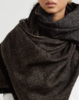 Graphite Black Brown Plush Soft Large Handloom Merino Scarf
