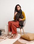 Graphite Black Brown Plush Soft Large Handloom Merino Scarf