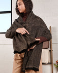 Graphite Black Brown Plush Soft Large Handloom Merino Scarf