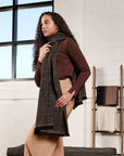 Graphite Black Brown Plush Soft Large Handloom Merino Scarf