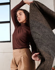 Graphite Black Brown Plush Soft Large Handloom Merino Scarf
