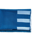 Harbor Blue Silk Merino Hand Woven Hand Embroidered Modern Artisanal Scarf displayed with elegant blue tones.